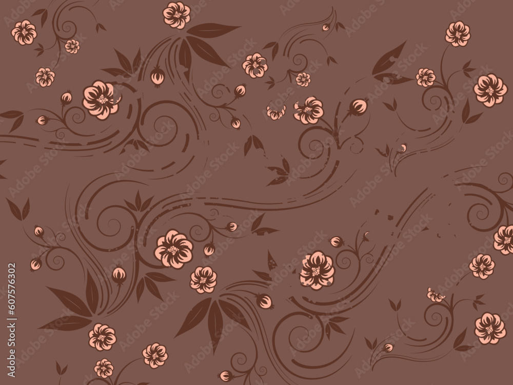 Grungy floral background with flowers and curves, ideal for patterns, design elements, print works, web designs and for other graphic works. Grungy floral background with flowers and curves, ideal for patterns, design elements, print works, web designs and for other graphic works.