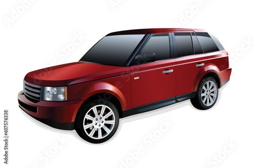 Red off-road vehicle isolated on white with shadow © Designpics