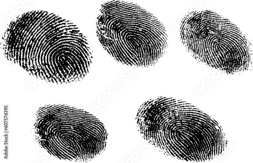 5 Black and White Vector Fingerprints - Very accurately scanned and traced ( Vector is transparent so it can be overlaid on other images, vectors etc.)