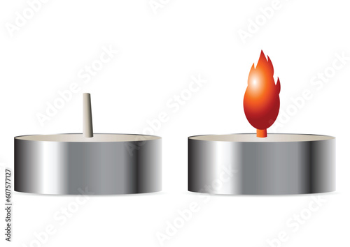 On and off small candles isolated over white background
