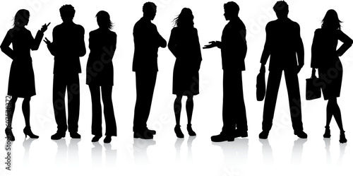 Silhouettes of business people in discussion
