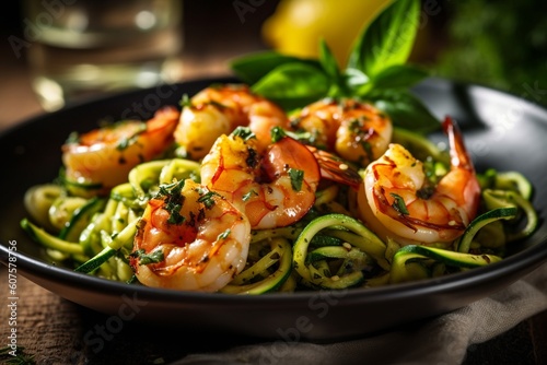 Fresh and Flavorful: Zucchini Noodles with Grilled Shrimp