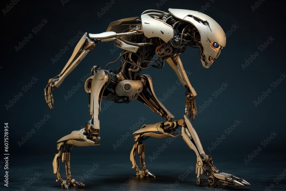 Naklejka premium futuristic gray robot character