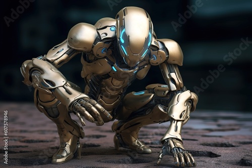 futuristic gray robot character