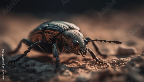 Small weevil crawling on leaf, macro focus generated by AI © Jeronimo Ramos