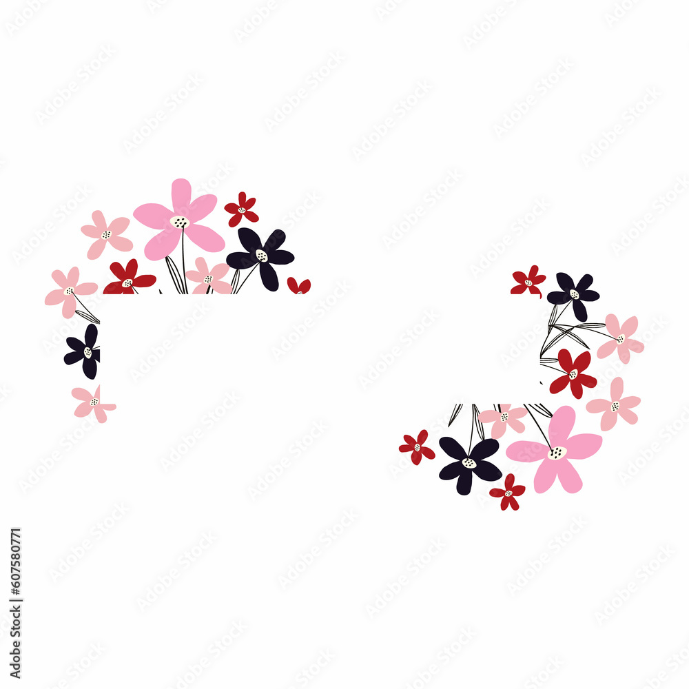 Creative vibrant floral frame, bright frame with wildflowers in juicy colors.