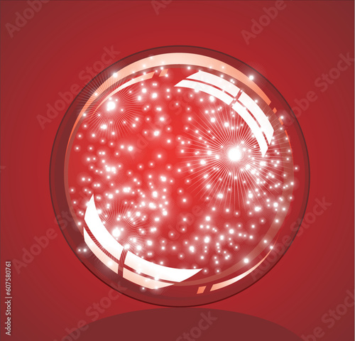 An amazing cristal snow globe with lights reflection