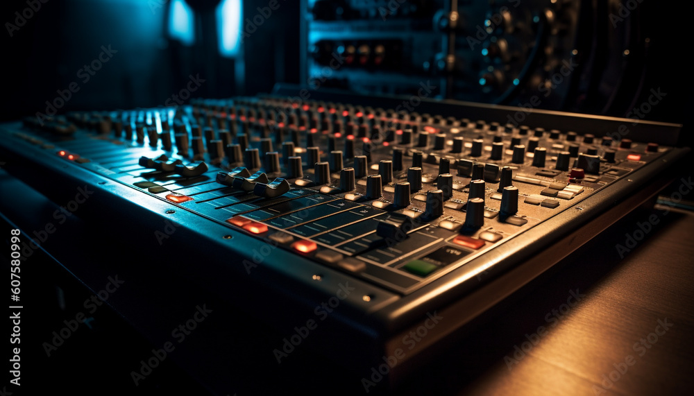 Electric mixer sliding knob controls nightclub sound generated by AI Electric mixer sliding knob controls nightclub sound generated by AI