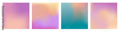 Square social media summer posts design templates with copy space for text. Color gradient backgrounds for banner, greeting card, poster and advertising - summertime vibes concept.