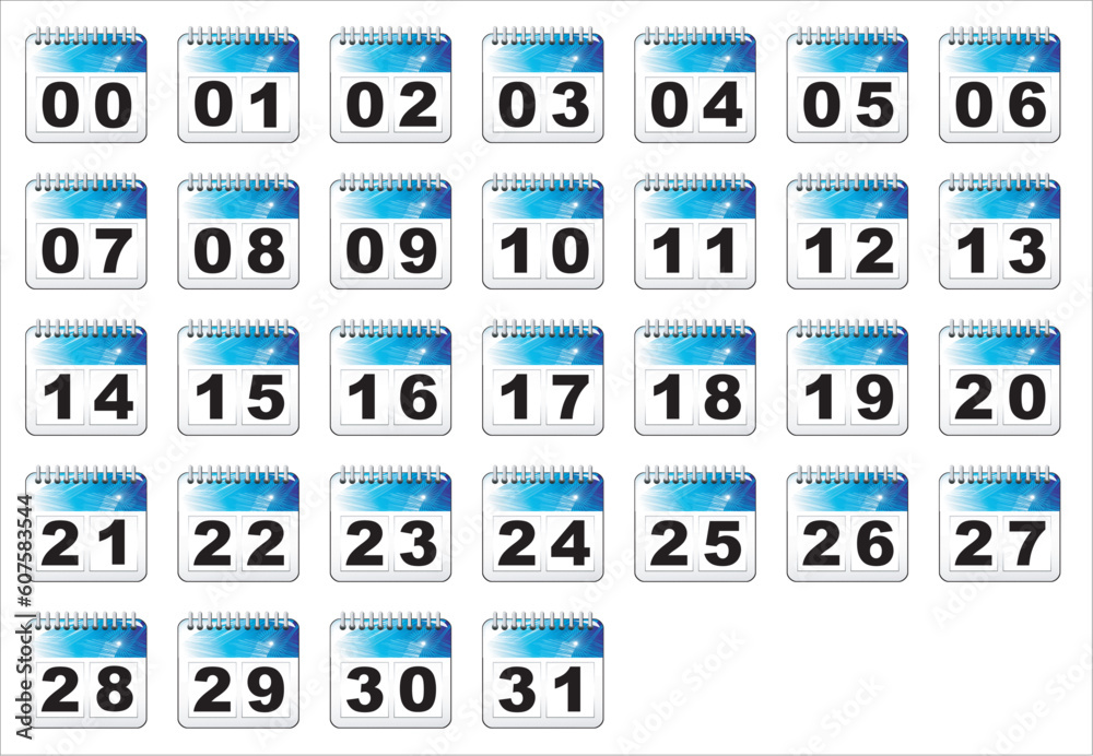 Collection of calendar Icons with numberrs and decoration Collection of calendar Icons with numberrs and decoration