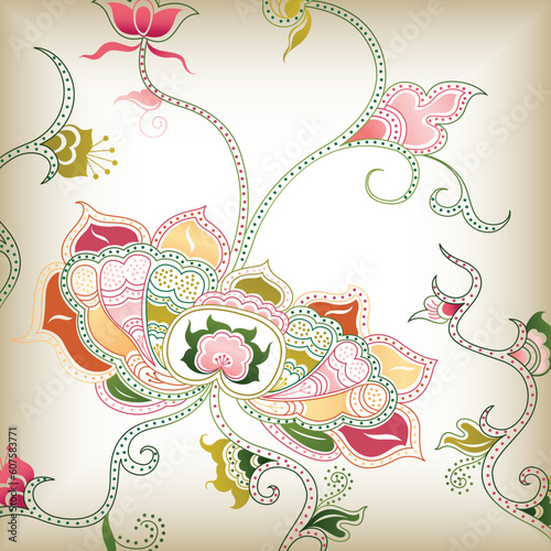 Floral Abstract in Chinese Style.
