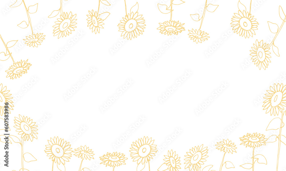 線画。夏のひまわりのシンプルベクター線画。向日葵の手描き背景素材。Line drawing. Simple vector line drawing of sunflowers in summer. Hand drawn background of sunflowers. 線画。夏のひまわりのシンプルベクター線画。向日葵の手描き背景素材。Line drawing. Simple vector line drawing of sunflowers in summer. Hand drawn background of sunflowers.