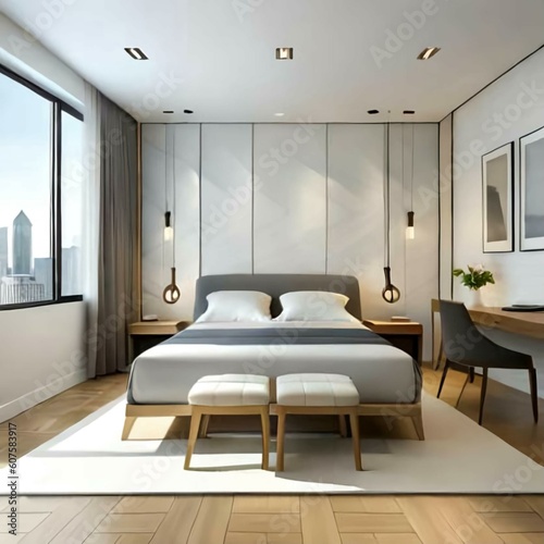 Double bedroom, modern-style interior design © Carlos
