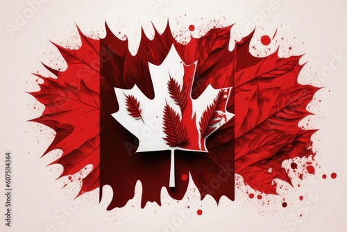 Happy Canada Day. Celebrating the birthday of Canada. Canadians show their pride in their history, culture and achievements. Flag, holiday, maple leaf, red colour. Generative AI