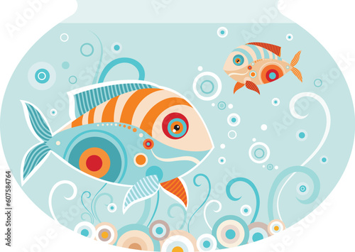 vector illustration with a two fishes