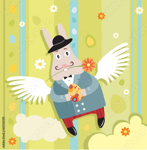 easter illustration wuth a funny rabbit