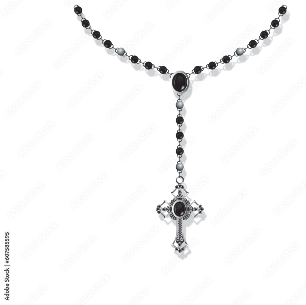 A vector illustration of a rosary necklace. (Every piece can be ungrouped and manipulated) A vector illustration of a rosary necklace. (Every piece can be ungrouped and manipulated)