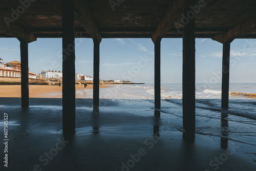 Underneath Walton-on-the-Naze Pier, Essex, UK