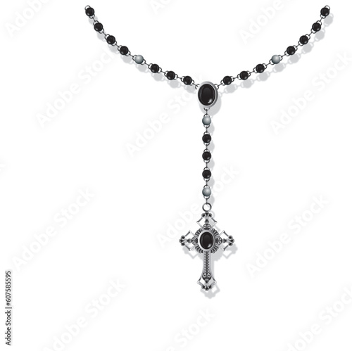 A vector illustration of a rosary necklace.  (Every piece can be ungrouped and manipulated)