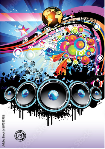 Disco Music Event Background with colorful Abstract elements