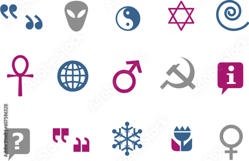 Vector icons pack - Blue-Fuchsia Series, symbols collection
