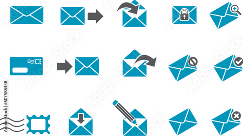 Vector icons pack - Blue Series, mail collection