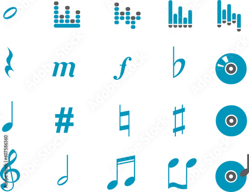 Vector icons pack - Blue Series, music collection