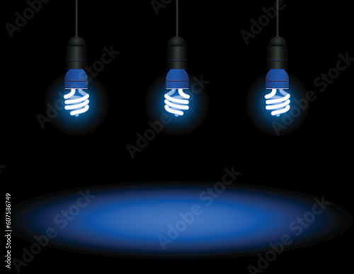 Energy saving fluorescent light bulb - editable vector