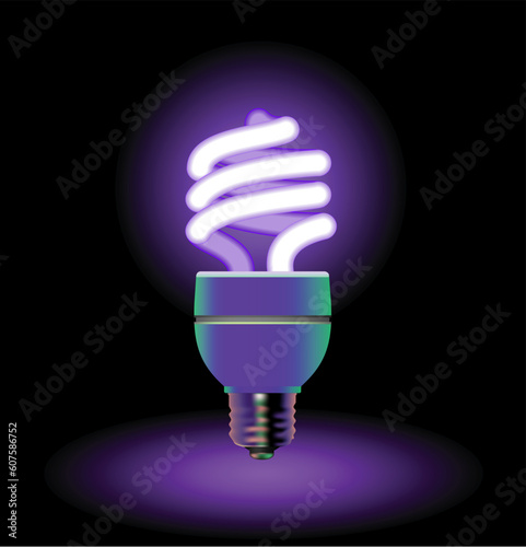 Energy saving fluorescent light bulb - editable vector