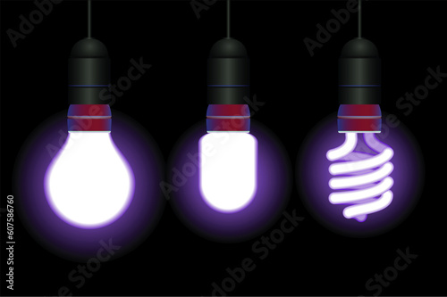 Energy saving fluorescent light bulbs - editable vector