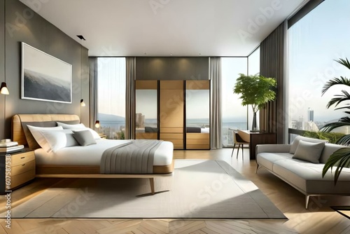 Double bedroom  mediterranean-style interior design