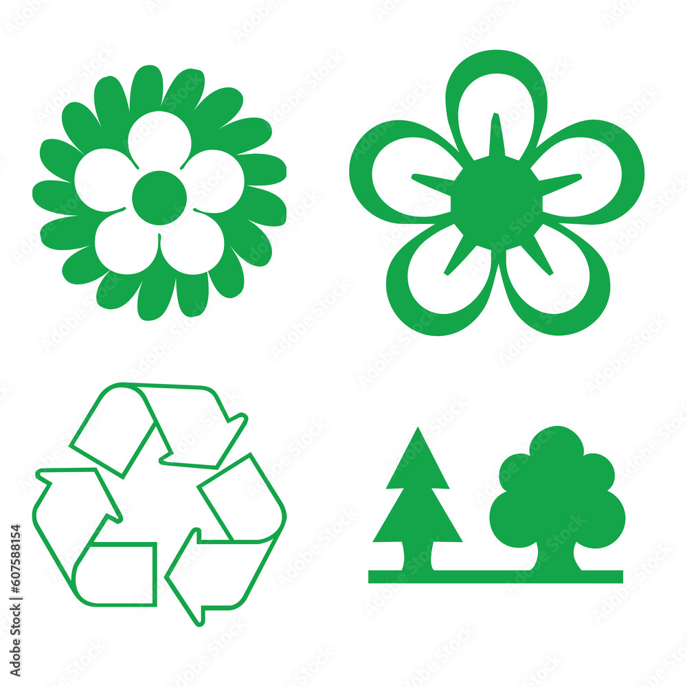 Set of green environmental icons, vector illustration Set of green environmental icons, vector illustration