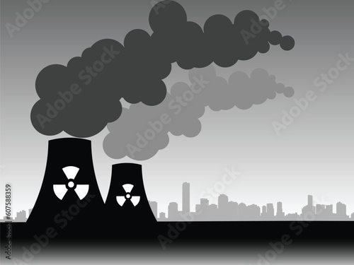 vector illustration of a factory belching out pollution