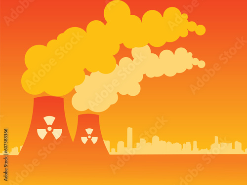 vector illustration of a factory belching out pollution