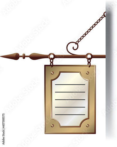 Metal poured signboard with glass Insert in Europe style