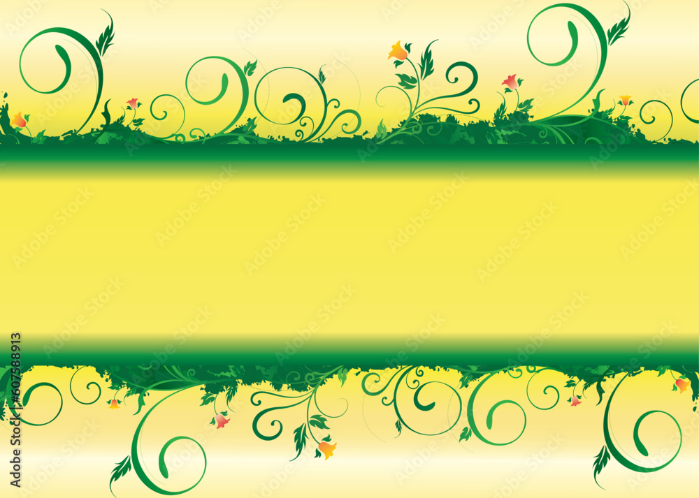 branch is green with a bluebell and spirals on an abstroktnom background branch is green with a bluebell and spirals on an abstroktnom background