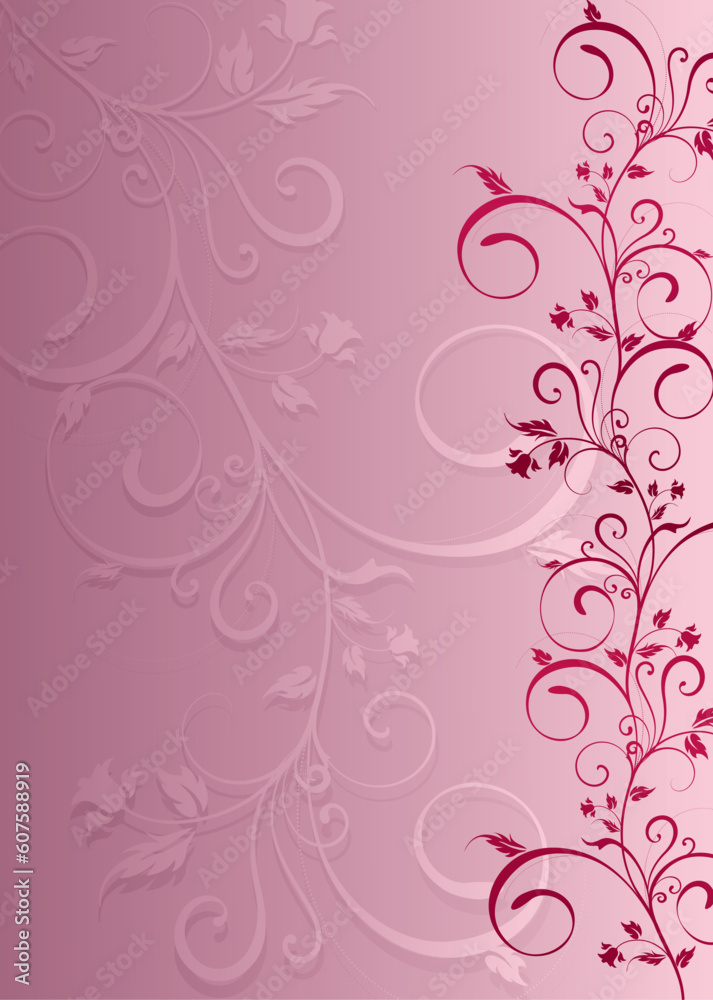 branch is pink with a bluebell and spirals on an abstroktnom background branch is pink with a bluebell and spirals on an abstroktnom background