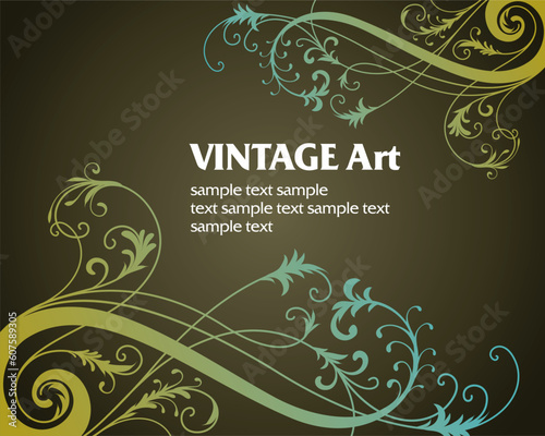 vector vintage template frame In flower style