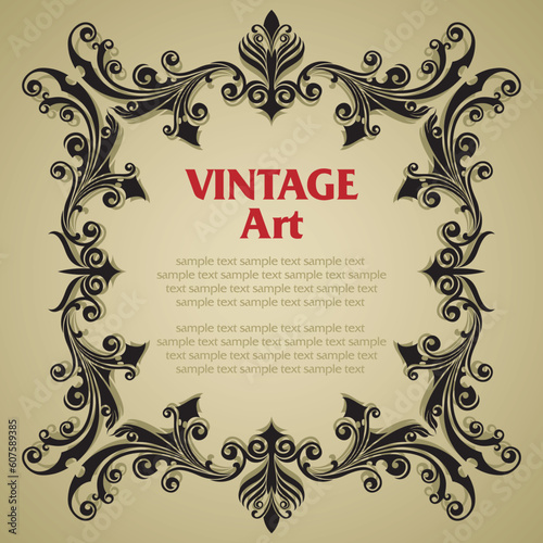 vector vintage template frame In flower style