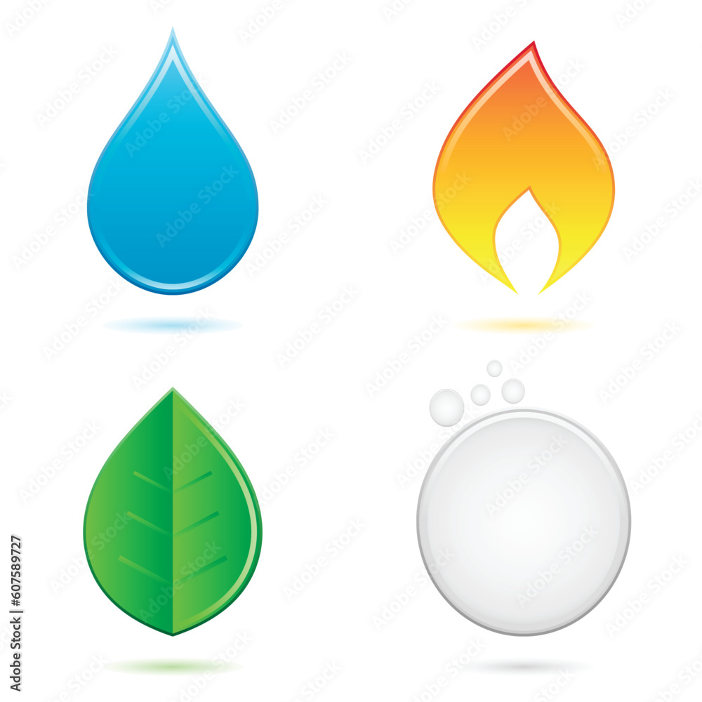 four elements of nature (water, fire, earth, air) four elements of nature (water, fire, earth, air)