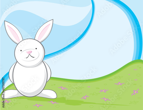 Easter Bunny Scene for test or window for product More Easter Vectors In Portfolio