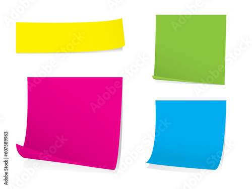 Bright post it note stickies with shadows.  Please check my portfolio for more stationery illustrations.