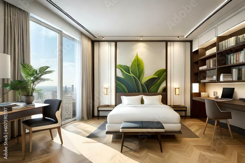 Double bedroom, art deco-style interior design  © Carlos