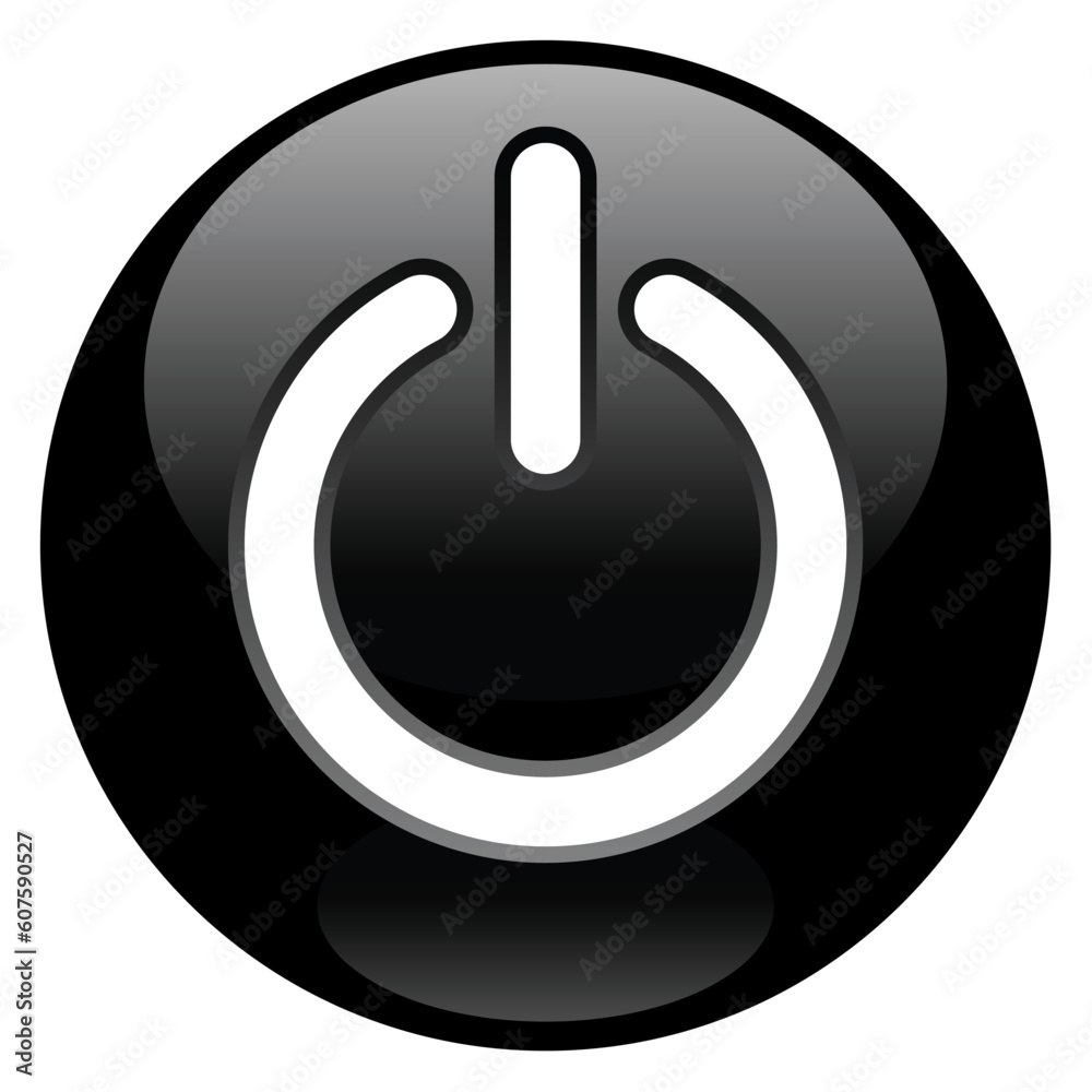 Black power button over white backgroud Black power button over white backgroud