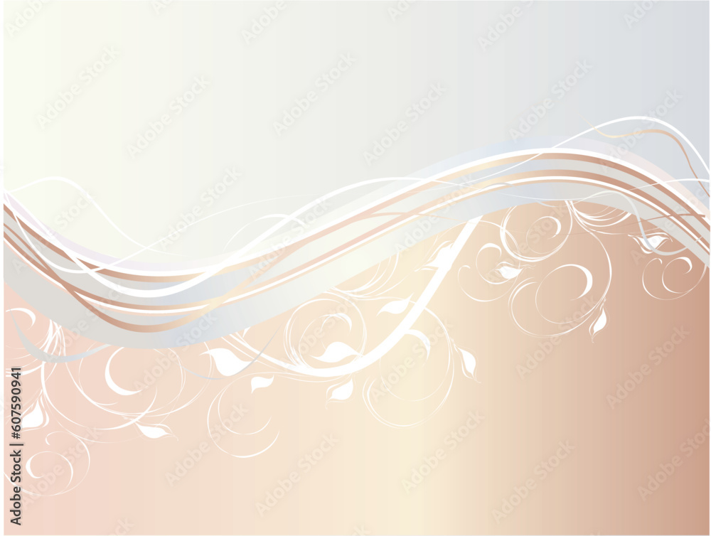 Vector abstract  background with colorful wave and floral ornament