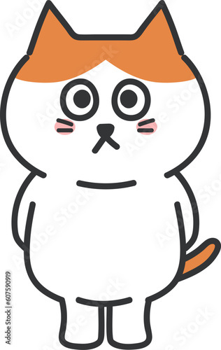 Orange tabby cartoon cat just looking on, vector illustration.