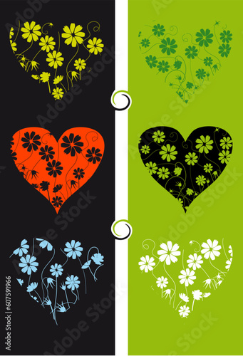 Floral background, shape of heart