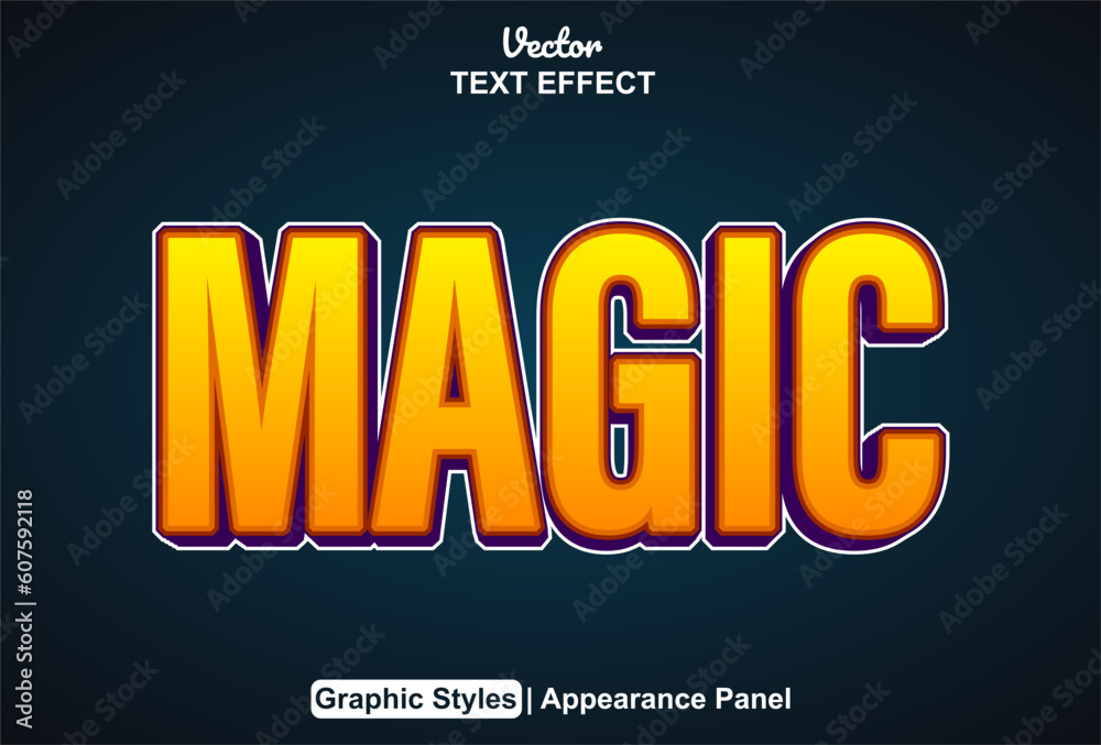 magic text effect with editable orange color graphic style.