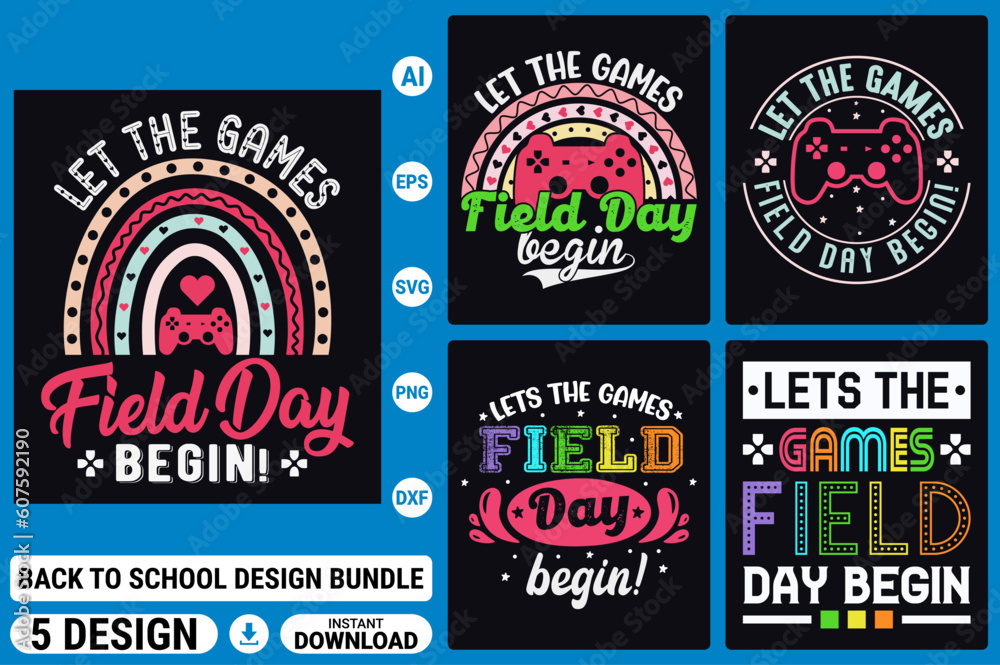 Back to school t-shirt design bundle, first day, hundred days of school, typography t-shirts