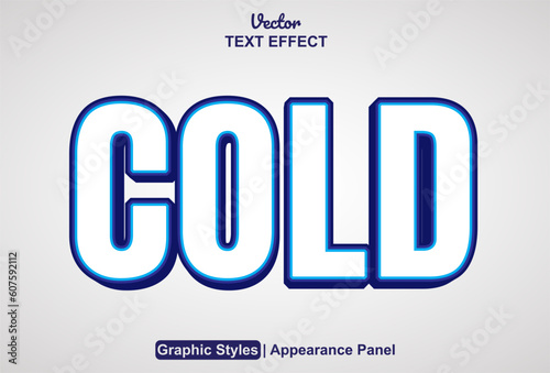 cold text effect with blue graphic style and editable.